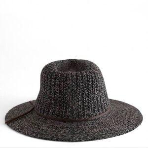 C.C Woven Fedora Hat in Charcoal Leather Band Accent One Size NWT
